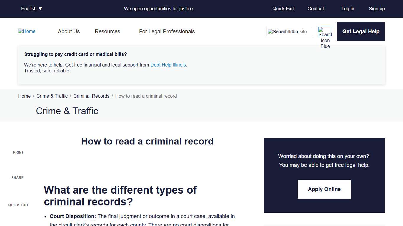 How to read a criminal record Illinois Legal Aid Online