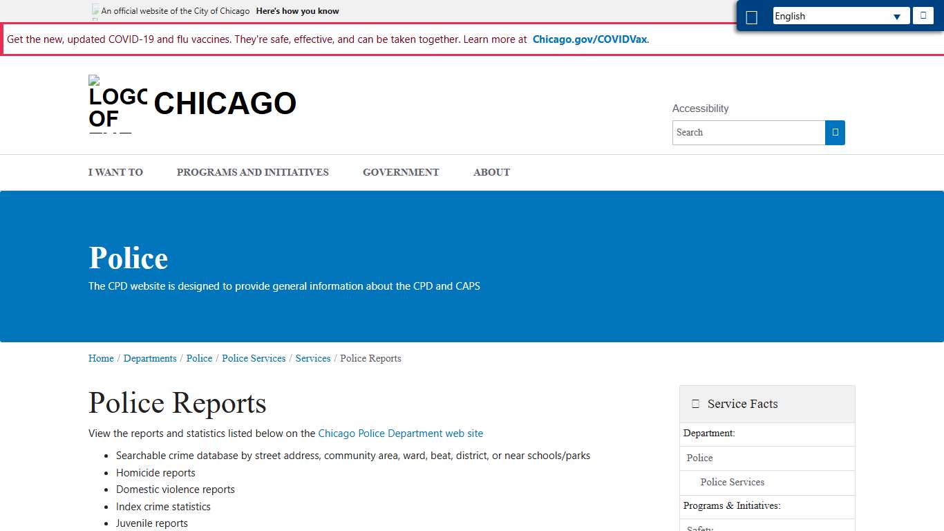 City of Chicago :: Police Reports